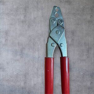 Heavy-Duty Red Handle Wire Crimping Tool With Dual Hole Design 10-Inch Length St